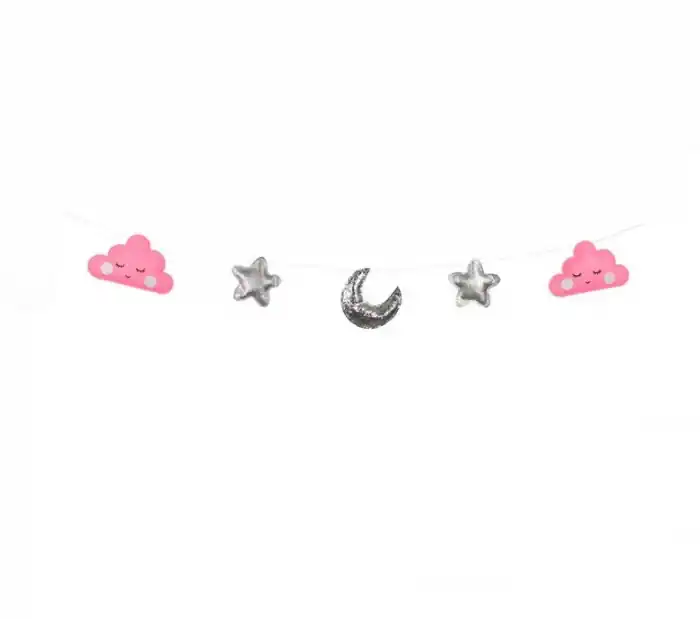 Bestseller - Decoratiune tip ghirlanda pentru camera copiilor, Norisor roz, 1.4 m - OEM