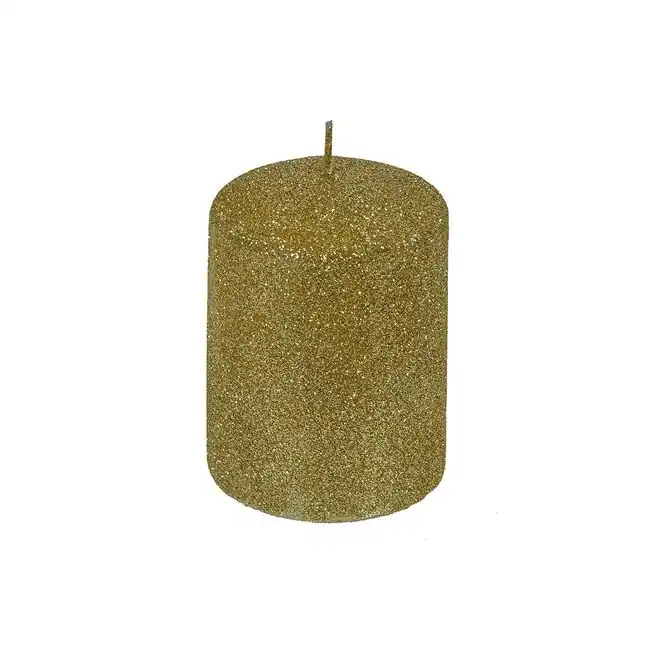 Ofertă pentru o perioadă limitată - Lumanare decorativa pentru Craciun auriu glitter,6x8.5 cm - OEM