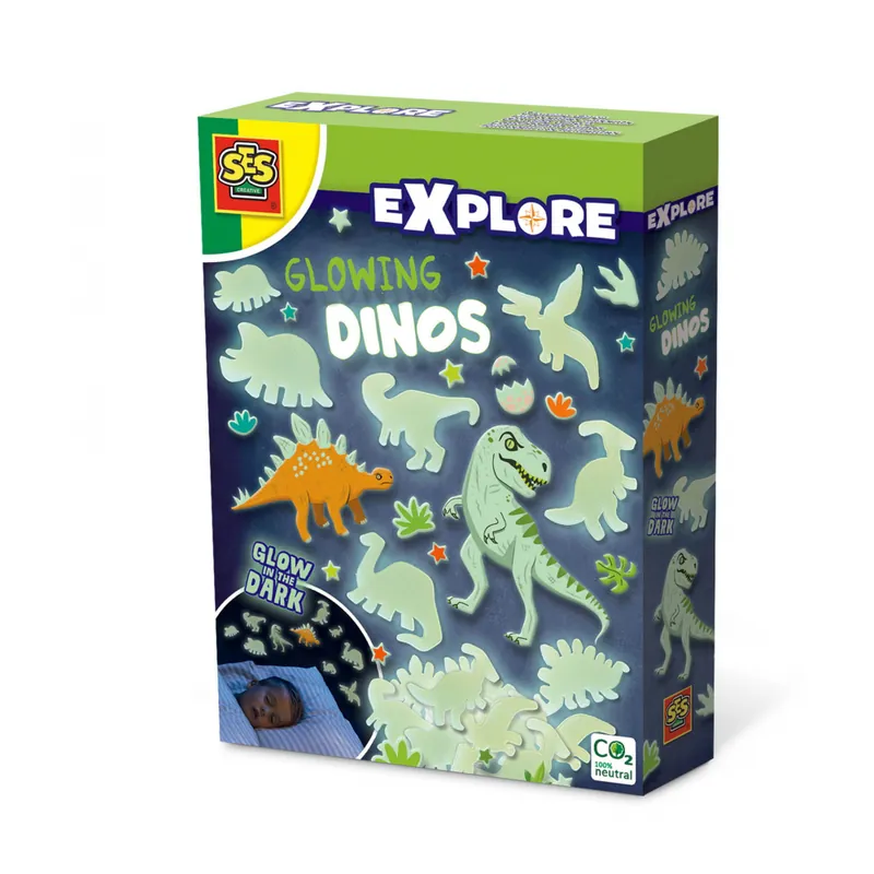 Recomandare | Set autocolante fosforescente cu dinozauri pentru copii - Ses Creative