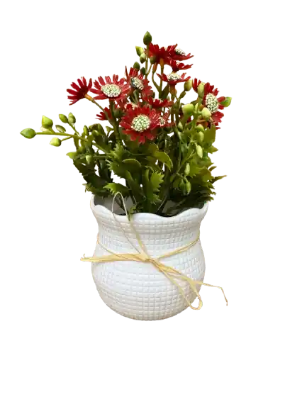 Floricele artificiale in ghiveci alb din plastic, 10x24 cm - AMACS - Grăbește-te