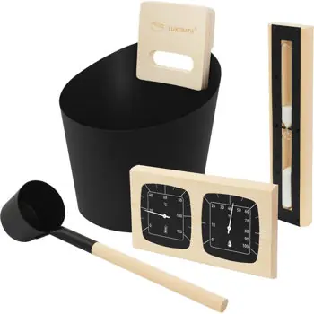 Selecție premium - Set pentru baie ArtFlame KD-005E, set negru galeata si polonic din aluminiu 5L