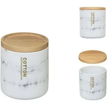 Accesoriu pentru baie 5five 50228 Баночка Lea D9.5x11cm, крышка бамбук | Ofertă exclusivă