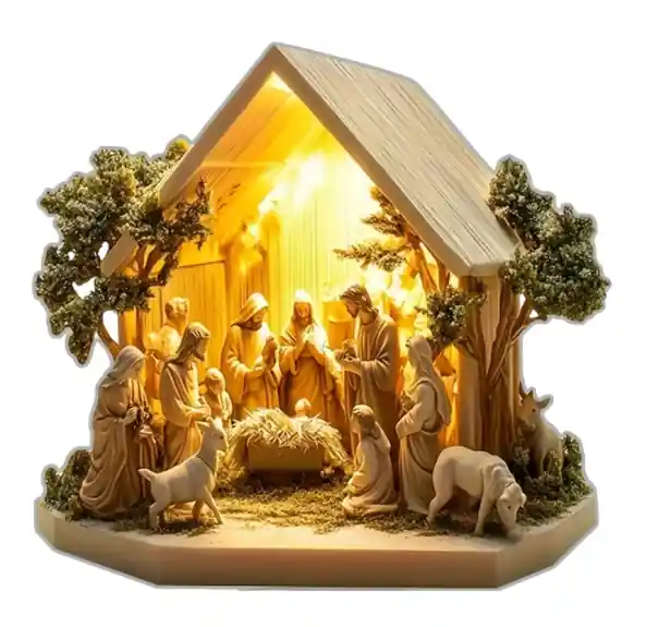 Recomandarea clienților - Decorație de Crăciun 2D din acril cu suport 12 x 12 cm Nașterea lui Iisus Fecioara Maria Sfântul Iosif Decorație pentru masă Cadou