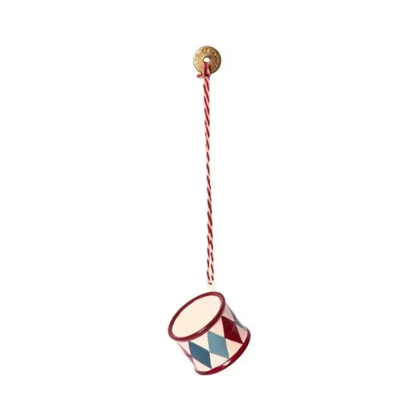Decorațiune de Crăciun din metal în formă de tobă, ornament suspendat pictat manual pentru brad, ornament festiv tradițional ca cadou - Reducere suplimentară