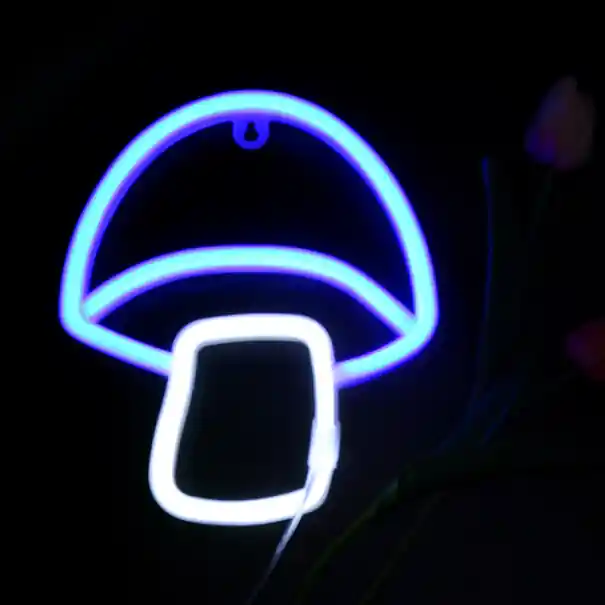 Cumpără acum - Decorațiune de perete cu LED neon, în formă de ciupercă, element luminos, decorațiune de perete, alimentată prin USB sau cu 3 baterii AA