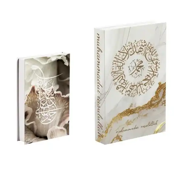 Decorațiune falsă carte Muhammad Rasulullah Design din marmură albă cu detalii aurii Falsă carte neîntreținută - Alegerea clienților