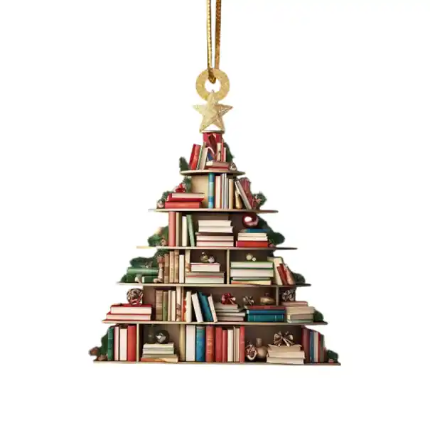 Calitate profesională - Decorațiune suspendată pentru pom biblioteca cu cărți Ornament de fereastră vitrali Pandantiv cărți pentru bibliomani și iubitorii de lectură