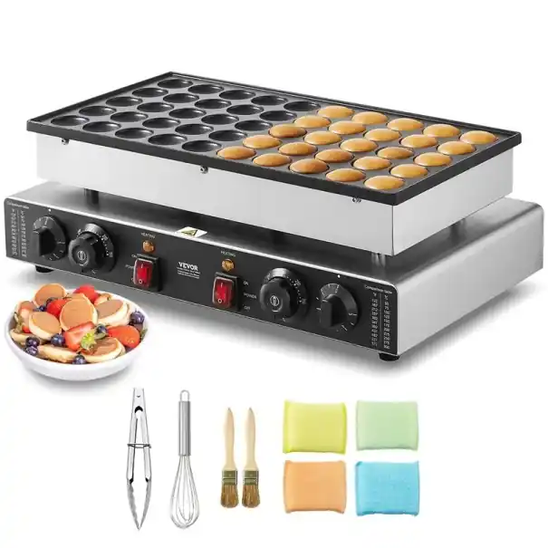 Dispozitiv pentru mini clătite 50 bucăți antiaderent 1700 W încălzire rapidă 50–300 °C argintiu-negru pentru uz casnic și gastronomic | Produs premium