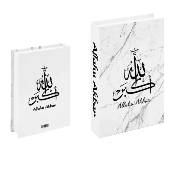 Reducere exclusivă | Falsă carte decorativă Allahu Akbar Neotezătoare atrapa cărții Decor modern pentru interior cu motiv de marmură pe raft birou bibliotecă