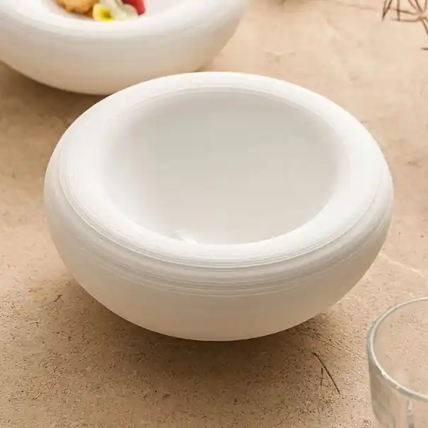 Economisește | Farfurie adâncă din ceramică pentru supă, rotundă, groasă, cu diametrul de 17,8 cm, înălțime 8 cm, ceramică albă, bol pentru supă și servire