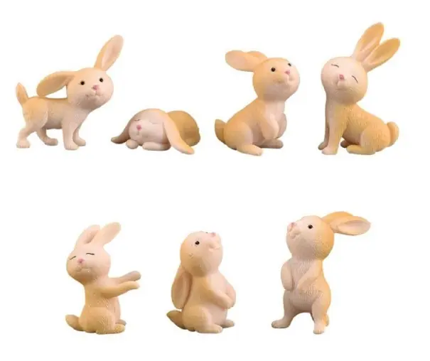 Figurine decorative de iepuraș 7 buc | Calitate excelentă