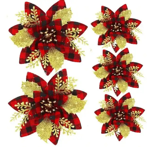 Gata de expediere | Floare decorativa de Craciun 5 buc