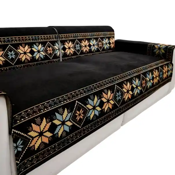 Husa de protecție din jacard din fir de chenil pentru canapea 70 x 210 cm antiderapantă și lavabilă, cu design boho | Direct din fabrică