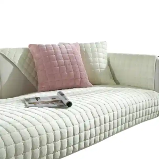 Husă de catifea pentru canapea Antiderapantă cu carouri 70 x 210 cm din pluș de flanel lavabilă pentru canapeaua din living | Stoc aproape epuizat