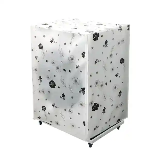 Calitate profesională | Husă de protecție pentru mașina de spălat 62 x 55 x 86 cm Flori alb-negru Husă alb-transparent cu fermoar pentru mașina de spălat încărcată frontal