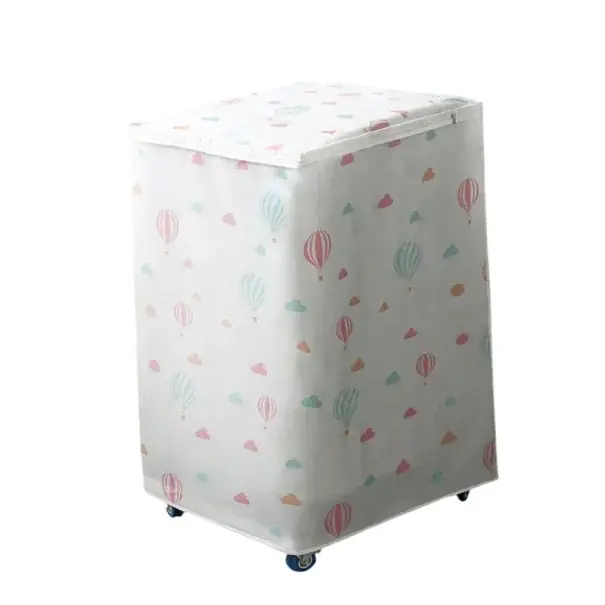 Produs de top | Husa de protecție pentru mașina de spălat cu încărcare de sus 86 x 62 x 55 cm Motiv baloane cu aer cald Zip în partea de sus și în față husa PEVA împotriva prafului și murdăriei