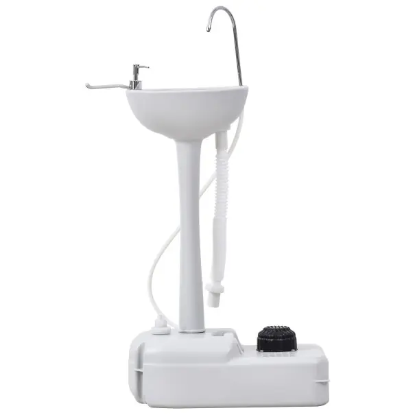 Cumpără în siguranță - Chiuvetă portabilă pentru exterior cu pedală de apă 17 l rezervor de apă 103 x 33,5 x 51 cm HDPE albă pentru camping, grădină, călătorii și cabană