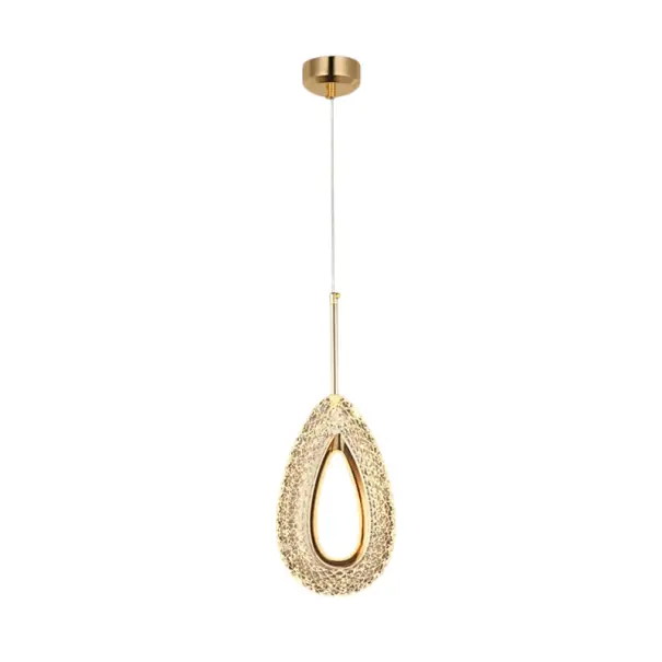 Promoție limitată - Lampa LED suspendată în formă de picătură din metal și acril, alb cald, 13 x 33 cm, suspendare până la 2 m, pentru dormitor sau deasupra mesei de dining