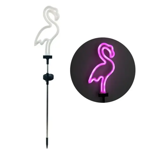 Bestseller - Lampă solară LED pentru grădină în formă de flamingo 74 × 25 cm ABS și oțel iluminat exterior decorativ pentru grădină