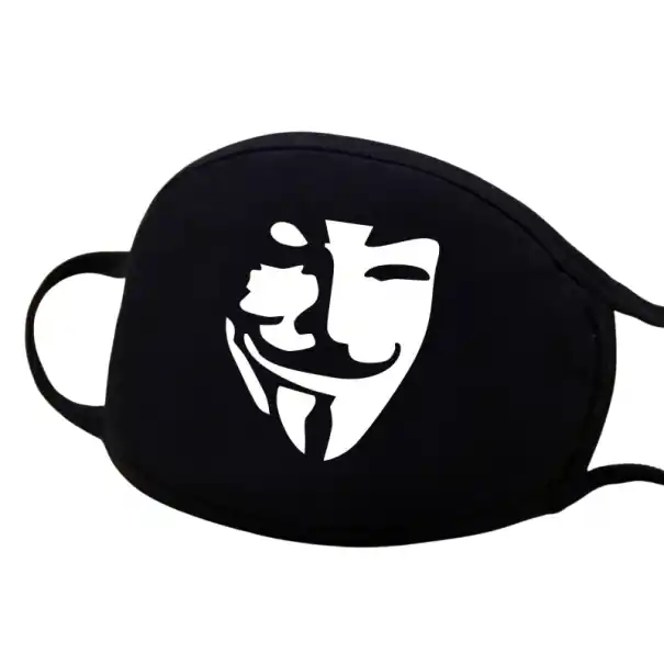 Stoc limitat - Masca de iarnă din bumbac neagră, călduroasă, unisex, cu design animat, protecție împotriva frigului, vântului și prafului