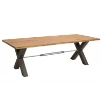 Masa din Lemn de stejar Maro si Metal Negru L200xH76cm Thor | Economisește mai mult