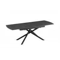 Acum disponibil | Masa din Sticla securizata/Ceramica Gri cu efect de marmura si Metal Negru L180-230xH77cm Mikado