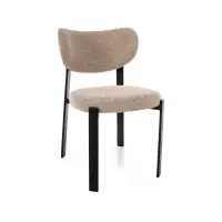 Ofertă exclusivă - Set 2 Scaune din Stofa Bej si Metal Negru H79xL49xA61cm Rin