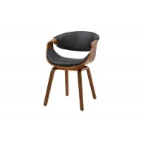Noutate în ofertă | Scaun tapitat cu Piele artificiala Negru si picioare din MDF Maro H79xL56xA60cm ORGANIC