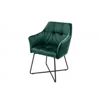 Set 2 scaune tapitat cu Catifea Verde cu picioare din Metal Negru H83xL60xA61cm Loft | Plată securizată