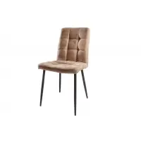 Favoritul clienților - Set 2 scaune tapitat cu Microfibra Maro taupe cu picioare din Metal Negru H86xL44xA58cm Modena