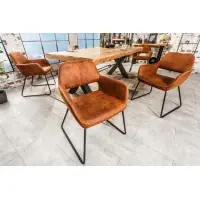 Grăbește-te | Scaun tapitat cu Microfibra Maro cu picioare din Metal Negru H77xL57xA61cm Mustang