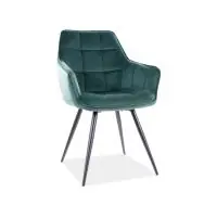 Scaun cu brate din Catifea si Metal Verde/Negru H90xL59xA45cm LILIA - Până la epuizarea stocului