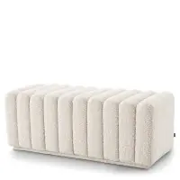 Bancheta tapitat cu Stofa boucle Crem L116xA47xH46cm Bente Eichholtz - Preț avantajos