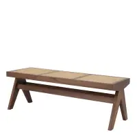 Retur ușor - Bancheta din Ratan Bej si Lemn Maro L136xH47cm Arnaud Eichholtz