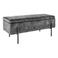 Bancheta cu spatiu de depozitare din Metal Negru si Catifea Gri H46xL100cm Loft - Produs lansat recent