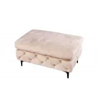 Puf din Metal Negru si Catifea Bej H45xL92cm Modern Barock | Produs apreciat