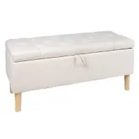 Economisește mai mult | Bancheta cu spatiu de depozitare din Lemn Maro si Stofa Bej H45xL100cm Castle