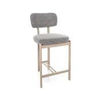 Scaun de insula din Stofa Gri si Metal Bej H92xL45xA49cm Misaki - Preț outlet