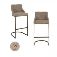 Preț atractiv | Set 2 scaune de bar din Stofa Maro si Metal Alama L48xH103cm Bolton Richmond interiors