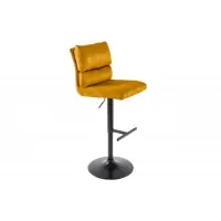 Set 2 scaune de bar din Metal Negru si Catifea Galben H100-121xL45cm Comfort | Direct din fabrică