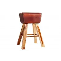 Oferta zilei | Scaun de bar din Lemn de mango Maro si Piele naturala Maro H75xL55cm Bock