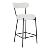 Scaun de insula din Metal Negru si Stofa boucle Alb H90xL46xA39cm Badalona - Selecție premium