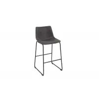 Scaun de bar tapitat cu Microfibra Gri cu picioare din Metal Negru H97xL49xA53cm Django | Reducere mare