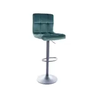 Scaun de bar cu inaltime reglabila din Catifea si Metal Verde/Negru H96-117xL42xA39cm Tokyo - Ofertă avantajoasă