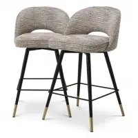 Acum disponibil - Set 2 scaune de insula rotative tapitat cu Material Textil Bej cu picioare din Metal Negru/Auriu H93xL51xA52cm Cliff