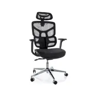 Scaun de birou din Plasa Negru si Metal Argintiu H112-122xL51xA53cm EQ-1 - Nu rata