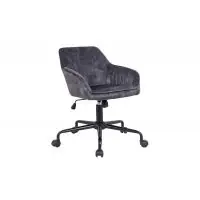 Scaun de birou reglabil cu rotile din Catifea si Metal Mov/Negru Turin H80-89xL59xA64cm | Super ofertă
