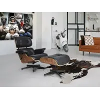 Fotoliu din Piele naturala Negru L87x87xH82cm EAMES - Produs premium