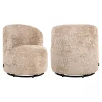 Fotoliu rotativ pentru copii tapitat cu Blanita artificiala Bej L61xH63.5cm Jackie Richmond interiors | Ofertă exclusivă