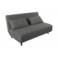 Fotoliu cu functie de dormit tapitat cu Raiat Gri si picioare din Lemn de pin Negru H83xL140xA90cm SMART MULTIFUNCTION | Recomandare